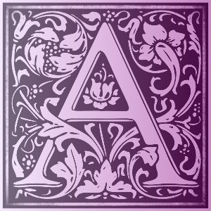 Ornate medieval manuscript style letter ‘A’